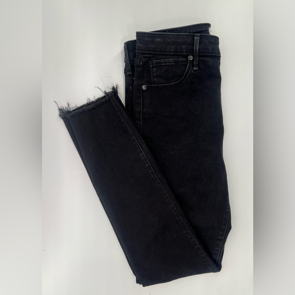 Abercrombie & Fitch black high rise super skinny ankle denim jeans rawhem 28 R - Picture 6 of 13